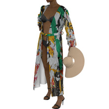 Load image into Gallery viewer, "Fashionista" All-Over Print Women's Lace-up Chiffon Robe (Print-On-Demand-Product)