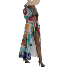 Load image into Gallery viewer, "Clear Vision" All-Over Print Women's Lace-up Chiffon Robe (Print-On-Demand-Product)