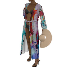 Load image into Gallery viewer, "Clear Vision" All-Over Print Women's Lace-up Chiffon Robe (Print-On-Demand-Product)