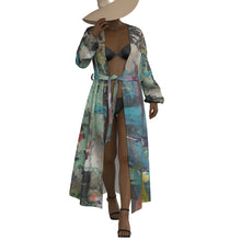 Load image into Gallery viewer, "Tell It Like It Is" All-Over Print Women's Lace-up Chiffon Robe