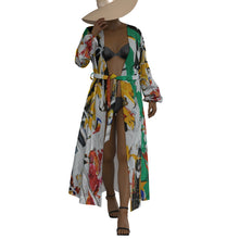 Load image into Gallery viewer, "Fashionista" All-Over Print Women's Lace-up Chiffon Robe (Print-On-Demand-Product)