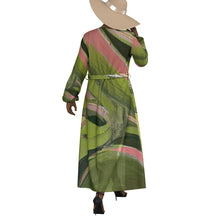 Load image into Gallery viewer, "Olive Spice" All-Over Print Women's Lace-up Chiffon Robe