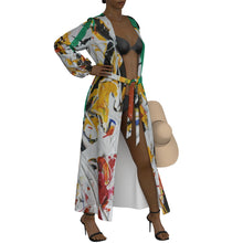Load image into Gallery viewer, "Fashionista" All-Over Print Women's Lace-up Chiffon Robe (Print-On-Demand-Product)
