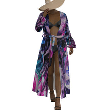 Load image into Gallery viewer, "Purple Diamond" All-Over Print Women's Lace-up Chiffon Robe (Print-On-Demand-Product)