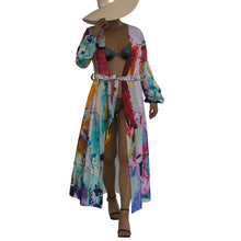 Load image into Gallery viewer, "Clear Vision" All-Over Print Women's Lace-up Chiffon Robe (Print-On-Demand-Product)