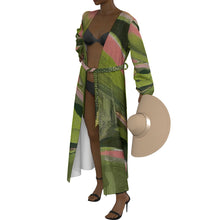 Load image into Gallery viewer, "Olive Spice" All-Over Print Women's Lace-up Chiffon Robe