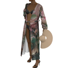 Load image into Gallery viewer, "Make Me Blush" All-Over Print Women's Lace-up Chiffon Robe