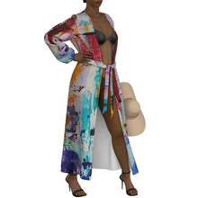 Load image into Gallery viewer, "Clear Vision" All-Over Print Women's Lace-up Chiffon Robe (Print-On-Demand-Product)