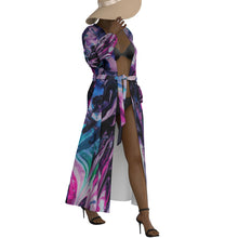 Load image into Gallery viewer, "Purple Diamond" All-Over Print Women's Lace-up Chiffon Robe (Print-On-Demand-Product)