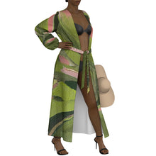 Load image into Gallery viewer, "Olive Spice" All-Over Print Women's Lace-up Chiffon Robe