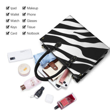 Load image into Gallery viewer, "D. Ivory" (black straps)" Custom Women's Handbag-Medium (Model 1747) (Print-On-Demand-Product)