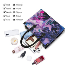 Load image into Gallery viewer, "Purple Diamond" (black straps)" Custom Women's Handbag-Medium (Model 1747) (Print-On-Demand-Product)
