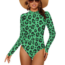 Load image into Gallery viewer, "Fits Like A Glove" Backless Long Sleeve One-Piece Swimsuit (Model S60) (Print-On-Demand-Product)