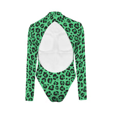 Load image into Gallery viewer, "Fits Like A Glove" Backless Long Sleeve One-Piece Swimsuit (Model S60) (Print-On-Demand-Product)