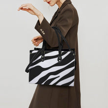 Load image into Gallery viewer, "D. Ivory" (black straps)" Custom Women's Handbag-Medium (Model 1747) (Print-On-Demand-Product)