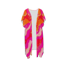 Load image into Gallery viewer, "Cotton Candy Dreams" Mid-Length Side Slits Chiffon Cover Up (Model H50) (Print-On-Demand-Product)