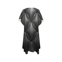 Load image into Gallery viewer, "Midnight Flex" Kimono Mid-Length Side Slits Chiffon Cover Up (Model H50) (Print-On-Demand-Product)