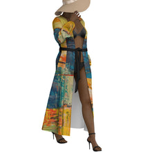 Load image into Gallery viewer, "Watch This" All-Over Print Women's Lace-up Chiffon Robe (Print-On-Demand-Product)