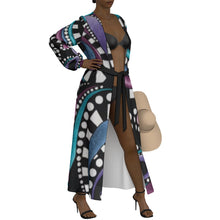 Load image into Gallery viewer, "Bold Presence" All-Over Print Women's Lace-up Chiffon Robe (Print-On-Demand-Product)