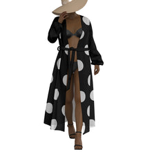 Load image into Gallery viewer, "Cute Confessions" All-Over Print Women's Lace-up Chiffon Robe (Print-On-Demand-Product)