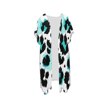 Load image into Gallery viewer, Animal Fringe Kimono Mid-Length Side Slits Chiffon Cover Up (Model H50) (Print-On-Demand-Product)