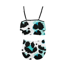 Load image into Gallery viewer, "Animal Fringe" Two Piece High Waisted Double Ruffle Bikini Set (ModelS34) (Print-On-Demand-Product)