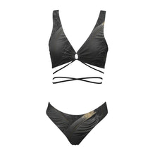 Load image into Gallery viewer, "Ruffle My Feathers" Cross String Bikini Set(ModelS29) (Print-On-Demand-Product)