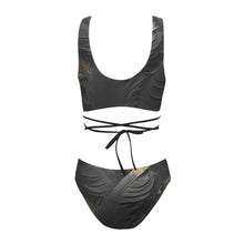 Load image into Gallery viewer, "Ruffle My Feathers" Cross String Bikini Set(ModelS29) (Print-On-Demand-Product)