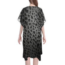 Load image into Gallery viewer, "Blackberry" Kimono Mid-Length Side Slits Chiffon Cover Up (Model H50) (Print-On-Demand-Product)