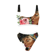 Load image into Gallery viewer, Melanin Magic Sport Top & High-Waisted Bikini Swimsuit (Print-On-Demand-Product)