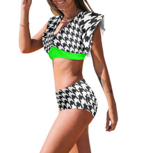 Load image into Gallery viewer, "Unbothered" Women's Ruffle Sleeve Bikini Swimsuit(Model S42) (Print-On-Demand-Product)