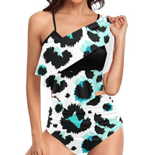 Load image into Gallery viewer, "Animal Fringe" Two Piece High Waisted Double Ruffle Bikini Set (ModelS34) (Print-On-Demand-Product)