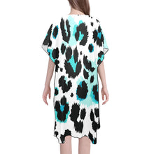 Load image into Gallery viewer, Animal Fringe Kimono Mid-Length Side Slits Chiffon Cover Up (Model H50) (Print-On-Demand-Product)