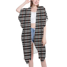 Load image into Gallery viewer, "Google Me" Mid-Length Side Slits Chiffon Cover Up (Print-On-Demand-Product)