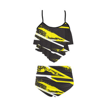 Load image into Gallery viewer, "Sunshine On Me" Two Piece High Waisted Double Ruffle Bikini Set (ModelS34) (Print-On-Demand-Product)