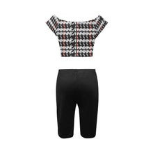 Load image into Gallery viewer, "Google Me" Women's Ruched Drawstring Crop Top Two Piece Set(ModelSets06) (Print-On-Demand-Product)