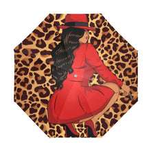 Load image into Gallery viewer, "Pretty in Red Cheetah" Anti-UV Foldable Umbrella (Outside Printing) (Model U08) Print-On-Demand-Product