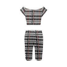 Load image into Gallery viewer, "Google Me" Women's Ruched Drawstring Crop Top Two Piece Set(ModelSets06) (Print-On-Demand-Product)