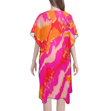 Load image into Gallery viewer, "Cotton Candy Dreams" Mid-Length Side Slits Chiffon Cover Up (Model H50) (Print-On-Demand-Product)