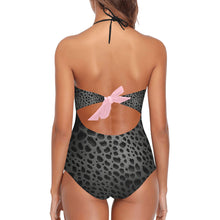 Load image into Gallery viewer, "Blackberry" Lace Band Embossing Swimsuit (ModelS15) (Print-On-Demand-Product)