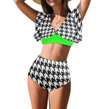 Load image into Gallery viewer, "Unbothered" Women's Ruffle Sleeve Bikini Swimsuit(Model S42) (Print-On-Demand-Product)