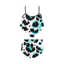 Load image into Gallery viewer, "Animal Fringe" Two Piece High Waisted Double Ruffle Bikini Set (ModelS34) (Print-On-Demand-Product)
