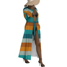 Load image into Gallery viewer, &quot;By His Stripes&quot; All-Over Print Women&#39;s Lace-up Chiffon Robe
