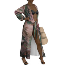 Load image into Gallery viewer, &quot;Make Me Blush&quot; All-Over Print Women&#39;s Lace-up Chiffon Robe
