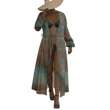 Load image into Gallery viewer, &quot;Azure&quot; All-Over Print Women&#39;s Lace-up Chiffon Robe
