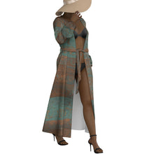 Load image into Gallery viewer, &quot;Azure&quot; All-Over Print Women&#39;s Lace-up Chiffon Robe
