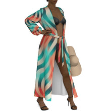 Load image into Gallery viewer, &quot;Fall For Me&quot; All-Over Print Women&#39;s Lace-up Chiffon Robe
