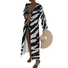 Load image into Gallery viewer, &quot;D. Ivory🥀🕊&quot; All-Over Print Women&#39;s Lace-up Chiffon Robe (Print-On-Demand-Product)
