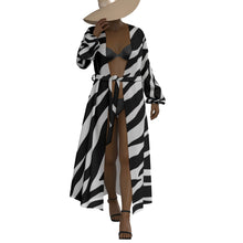 Load image into Gallery viewer, &quot;D. Ivory🥀🕊&quot; All-Over Print Women&#39;s Lace-up Chiffon Robe (Print-On-Demand-Product)
