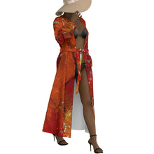 Load image into Gallery viewer, &quot;Wind and Fire&quot; All-Over Print Women&#39;s Lace-up Chiffon Robe (Print-On-Demand-Product)
